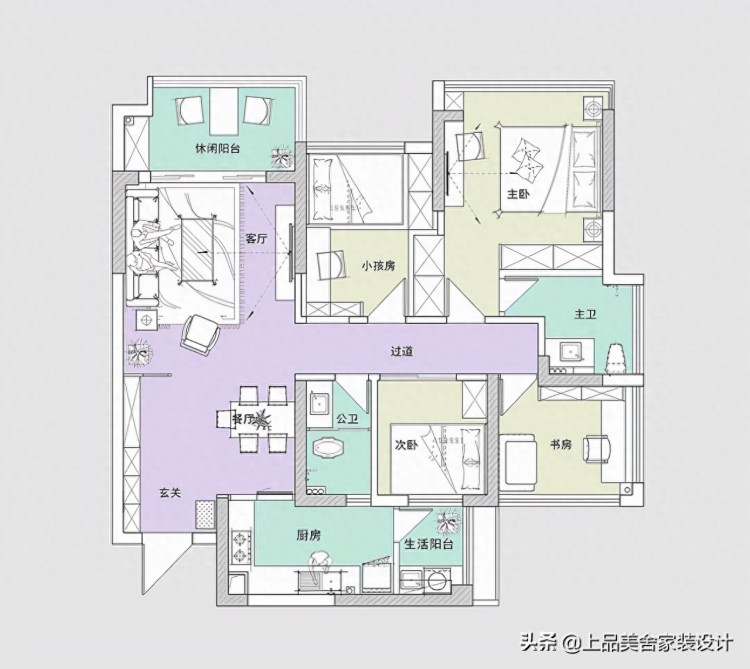 这套房子利用率太高了仅有100㎡居然有4房2厅2卫装得也很温馨