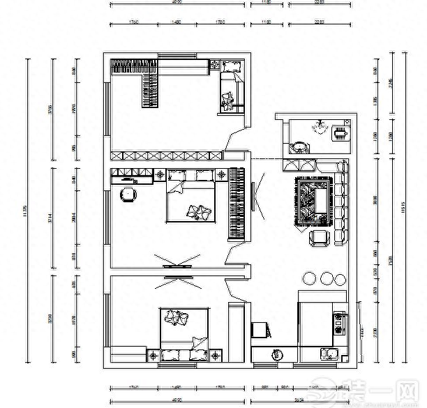 襄阳精工艺装饰110平米现代简约装修风格案例赏析