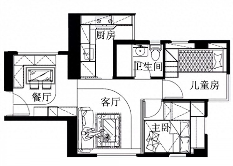 香港一家三口装修40㎡小家：40年老房装成两室两厅要二胎也够住