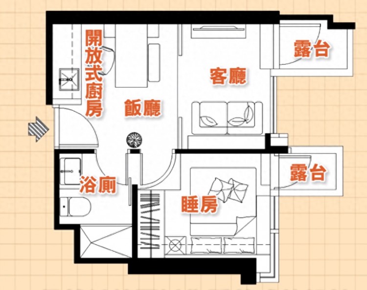 香港24㎡蜗居户型全屋装修日式风夫妻俩住进去越过越舒服