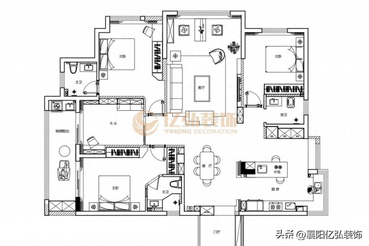 亿弘装饰|2023年襄阳装修哪里好老河口177平江景房案例鉴赏！